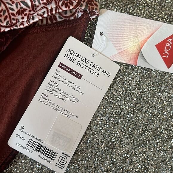 ATHLETA Batik Swim Bikini Bottom Small NEW Cinnamon - Picture 3 of 8